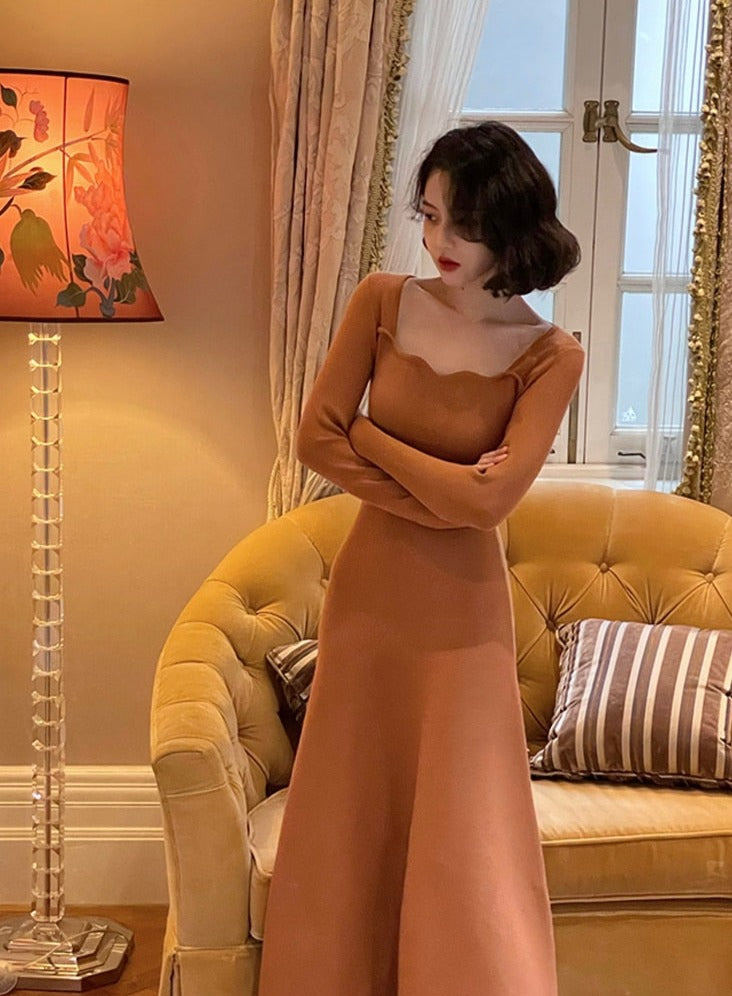A-line Dress Women Full Sleeve Slim Waist Dress Autumn Winter - MERGE.DAY.1.FREESTYLE
