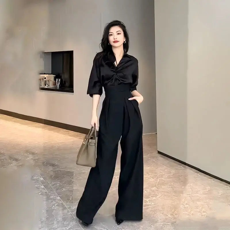 Magic High Waist Loose Straight Drooping Mopping Casual Trousers - MERGE.DAY.1.FREESTYLE