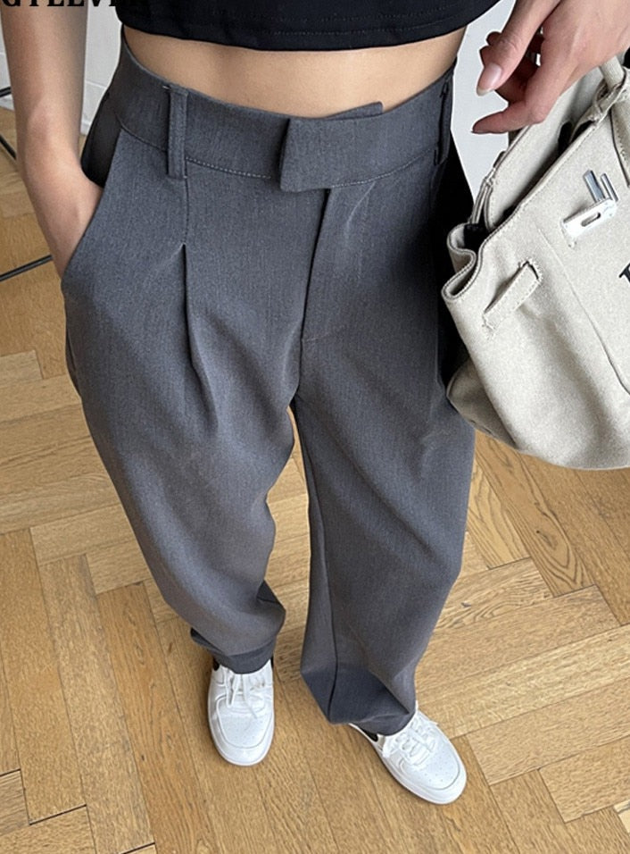 Straight Female Trousers Casual High Waist Women Long Pants - MERGE.DAY.1.FREESTYLE