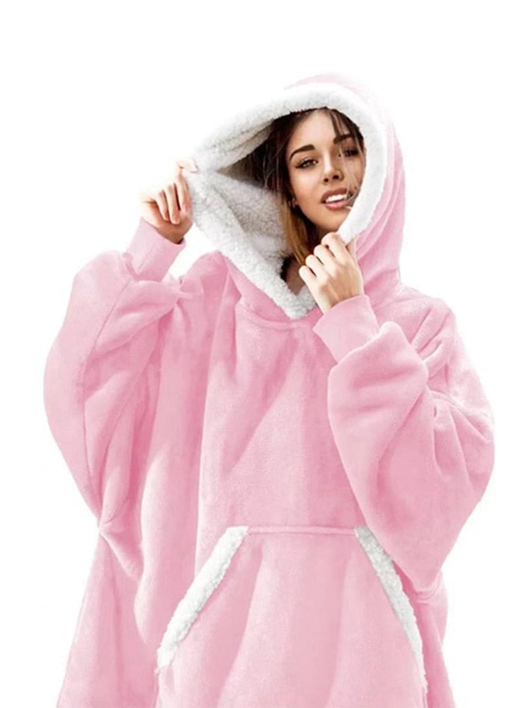 Winter Oversized Hoodies Women Giant Hoody Flannel Fleece Wearable Blanket - MERGE.DAY.1.FREESTYLE