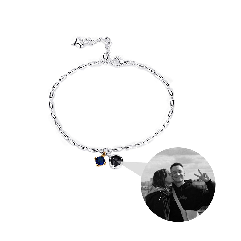 Customized birthstone and photo Circle Photo Bracelet Projection Bracelets - MERGE.DAY.1.FREESTYLE