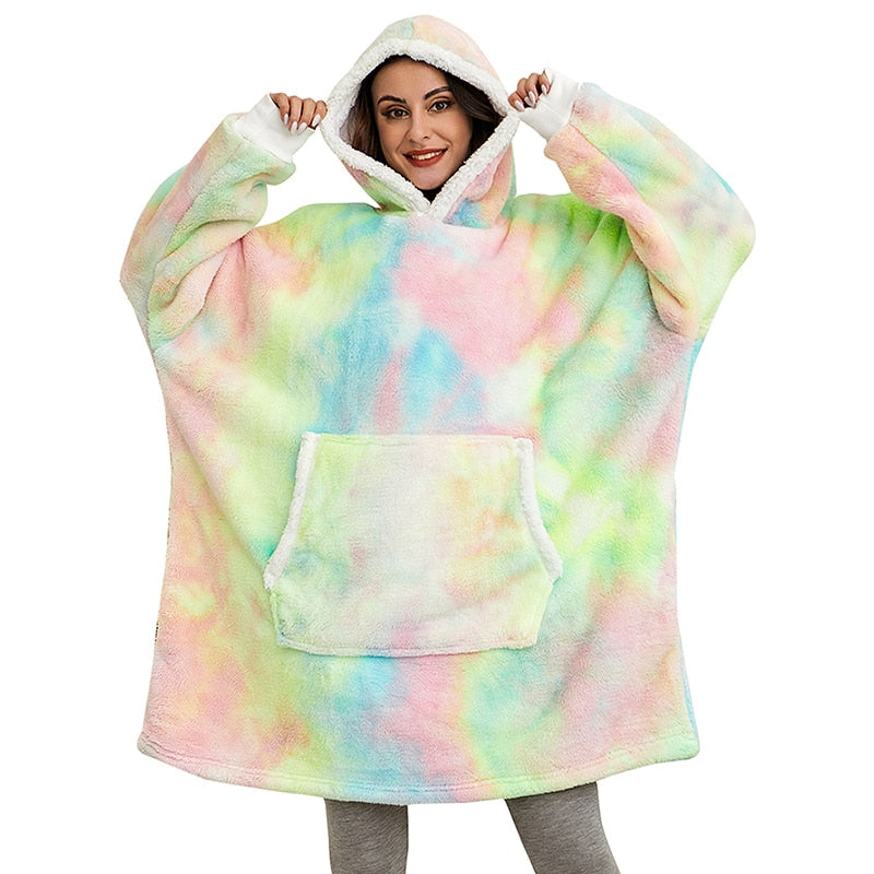 Winter Oversized Hoodies Women Giant Hoody Flannel Fleece Wearable Blanket - MERGE.DAY.1.FREESTYLE