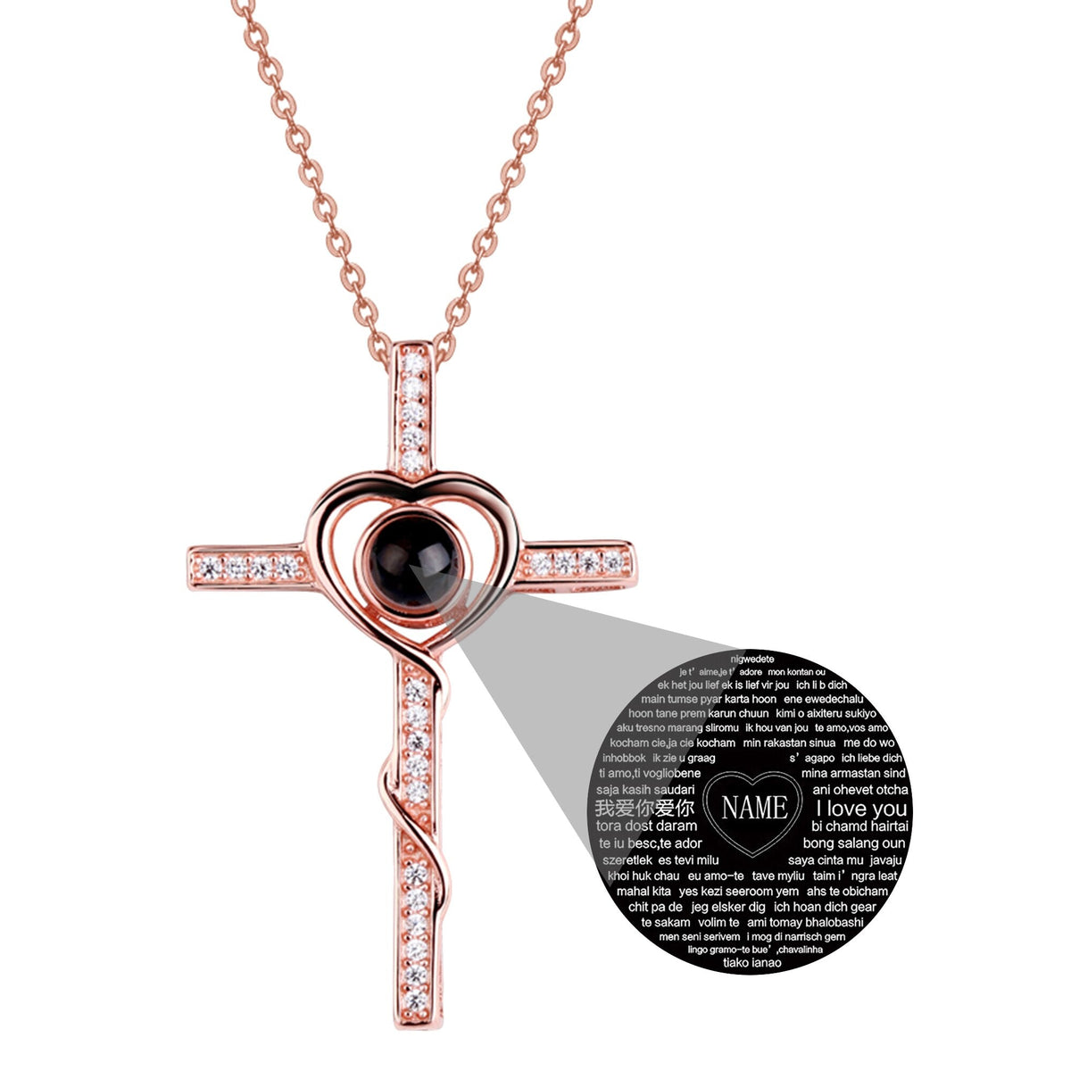 Personalized Name Custom Photo Cross Projection Necklace 925 Silver Necklace - MERGE.DAY.1.FREESTYLE