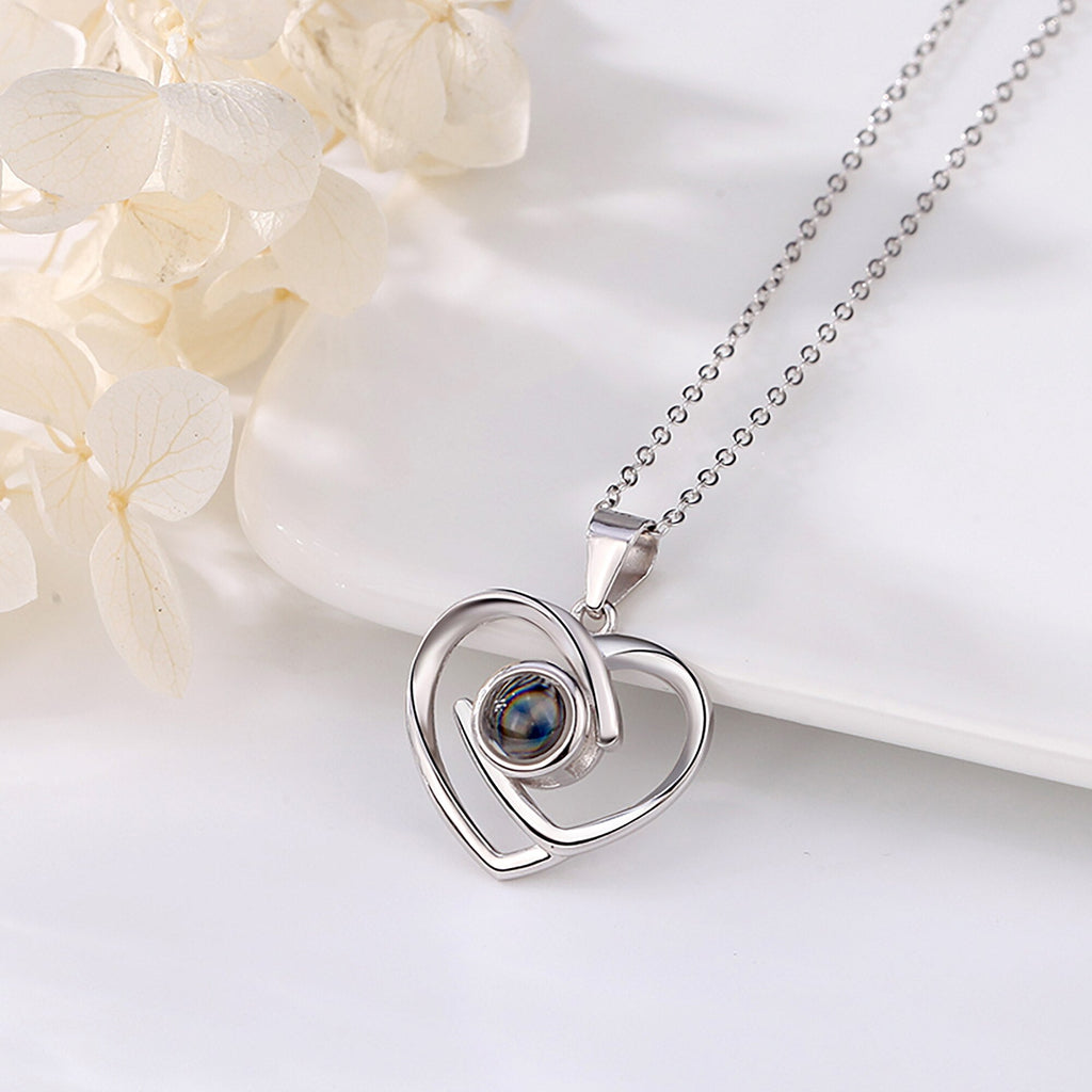 Customizable Photo Ladies Personality Heart Necklace With Silver Material Valentine's Day Christmas Gift With Romantic Gift - MERGE.DAY.1.FREESTYLE