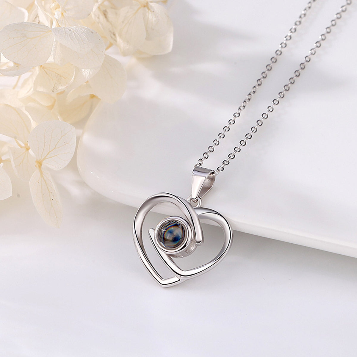 Customizable Photo Ladies Personality Heart Necklace With Silver Material Valentine's Day Christmas Gift With Romantic Gift - MERGE.DAY.1.FREESTYLE