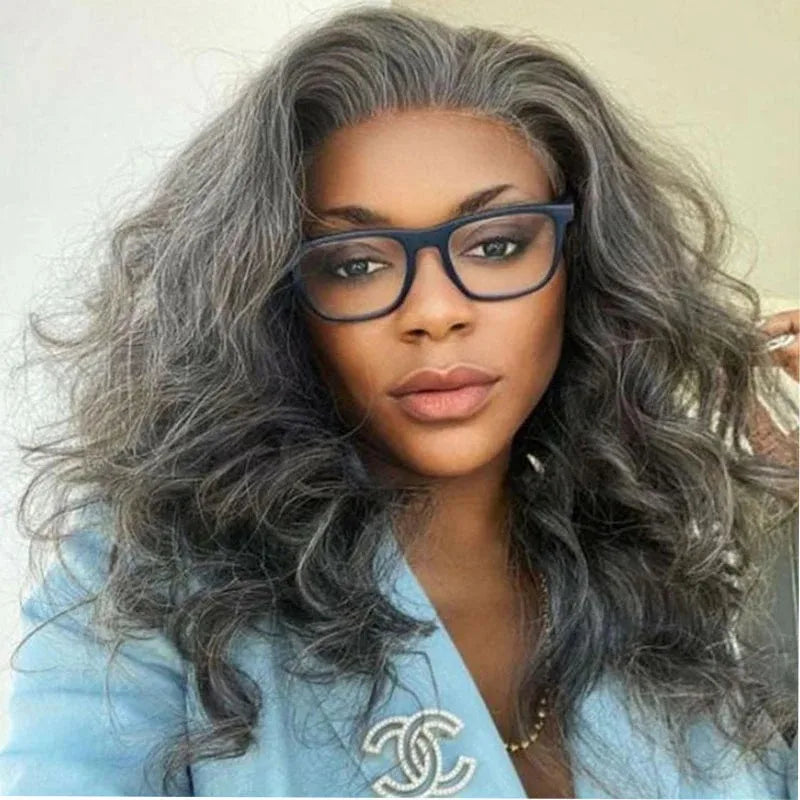 SoulLady Salt and Pepper Clip in Hair Extensions Real Human Hair Brazilian Virgin Human Hair Extensions 6 Pieces/Set for Senior - MERGE.DAY.1.FREESTYLE