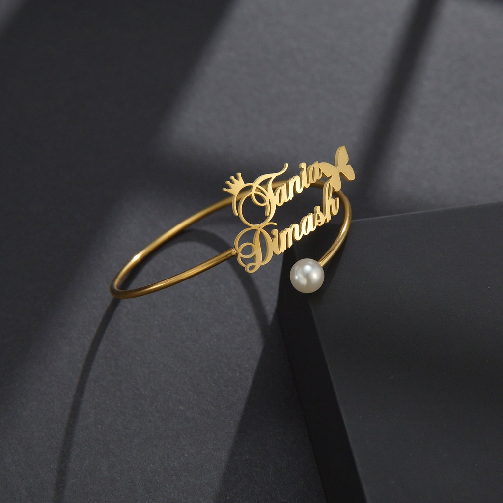 Customized Letter Name Bracelet Bangles for Women Men Chrismas Jewelry Gift - MERGE.DAY.1.FREESTYLE