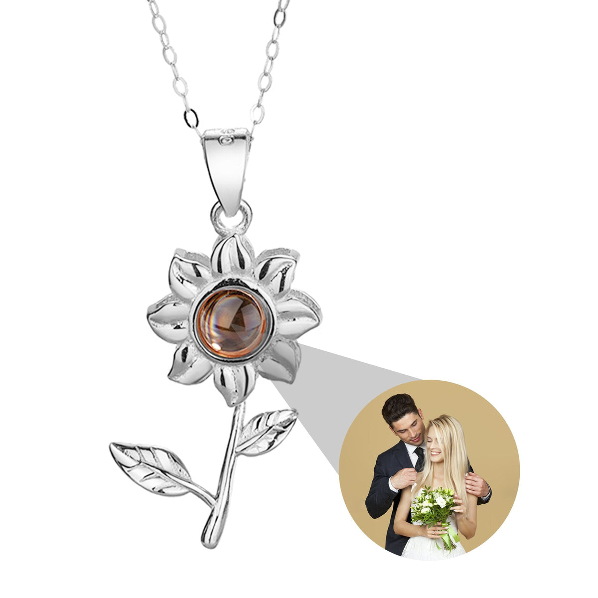 Custom SunFlower Projection Necklace Personalized Lover Keepsake Jewelry - MERGE.DAY.1.FREESTYLE