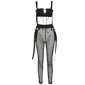 See Through Mesh Crop Top and Trousers Two Piece Set Casual Streetwear 2022 - MERGE.DAY.1.FREESTYLE
