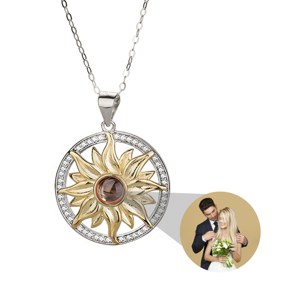 Custom SunFlower Projection Necklace Personalized Lover Keepsake Jewelry - MERGE.DAY.1.FREESTYLE