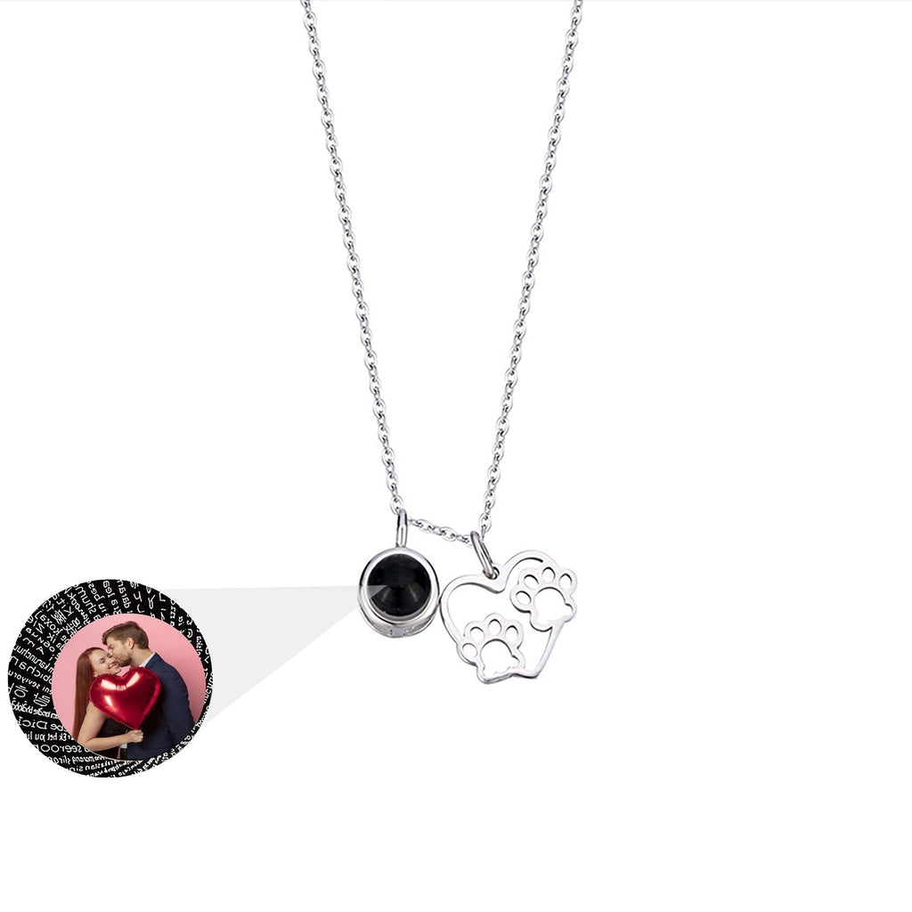 Photo Customizable Love Dog Paw Projection Necklace Pendant Jewelry - MERGE.DAY.1.FREESTYLE
