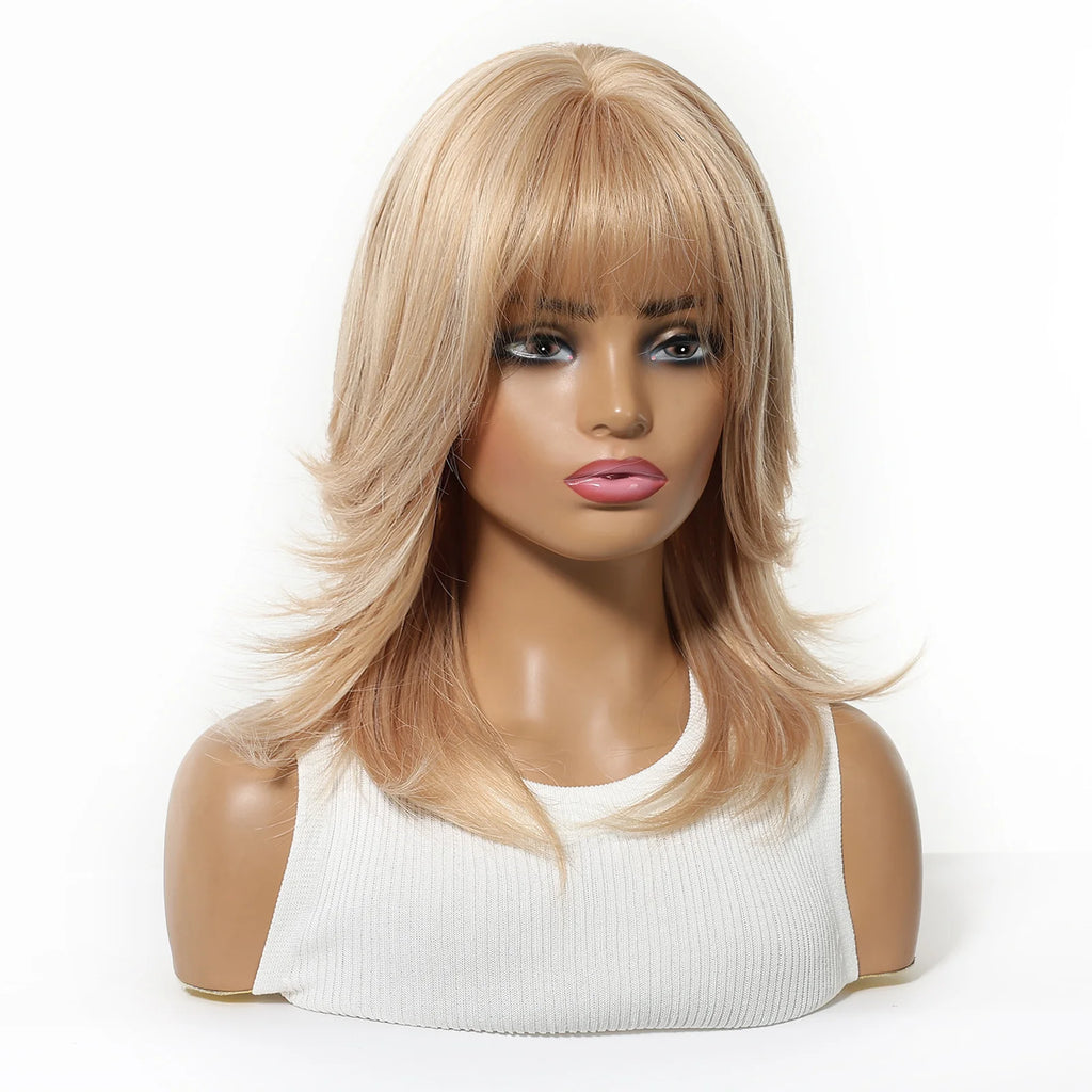EASIHAIR Medium Length Wavy Blonde Synthetic Wig With Bangs For Women Natural Wigs Hair Heat Resistant Daily Party Cosplay Use - MERGE.DAY.1.FREESTYLE