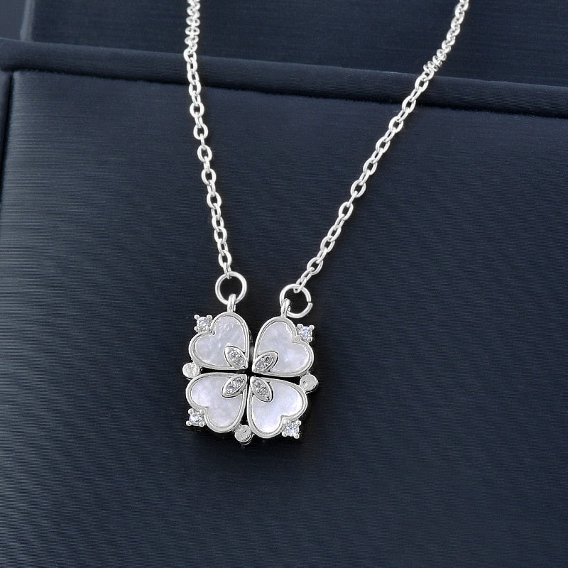 Fashion white mother-of-pearl folding four-leaf clover necklace - MERGE.DAY.1.FREESTYLE