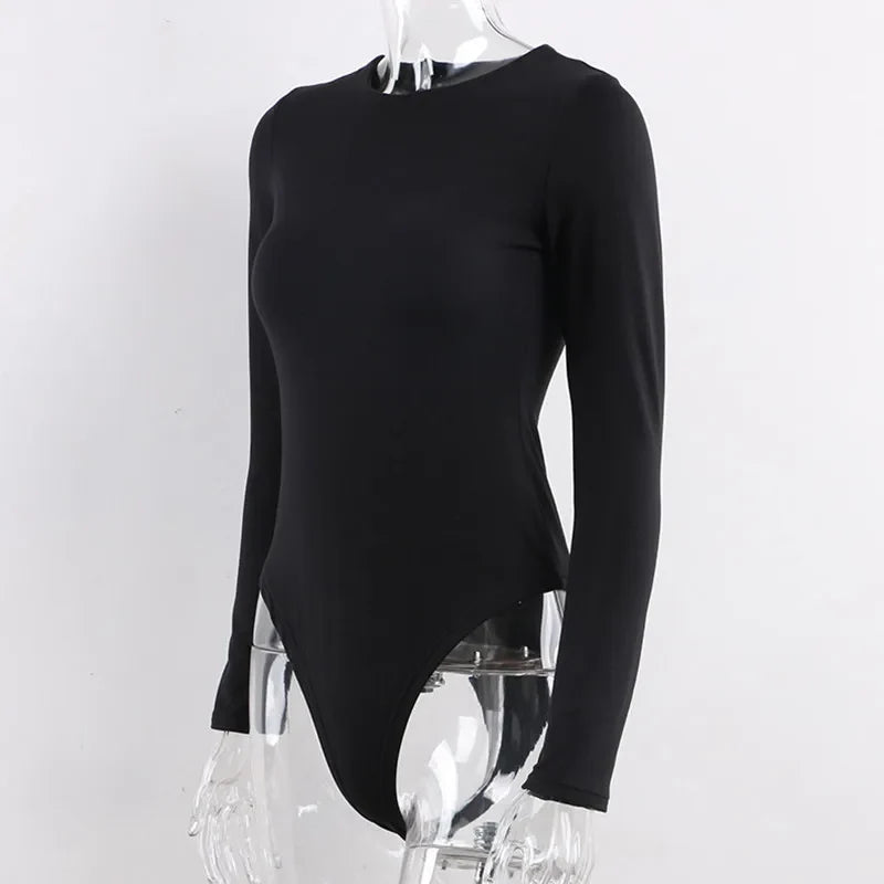 Sexy Y2k Women cotton Bodysuits Long Sleeve Bodysuit O Neck Body Top - MERGE.DAY.1.FREESTYLE