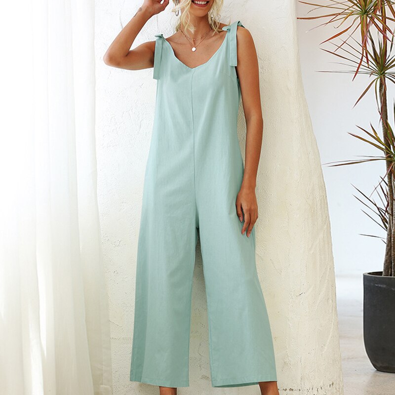 Women's Overalls 2022 Wide Leg Jumpsuit for Women Summer Cotton Backless Romper - MERGE.DAY.1.FREESTYLE