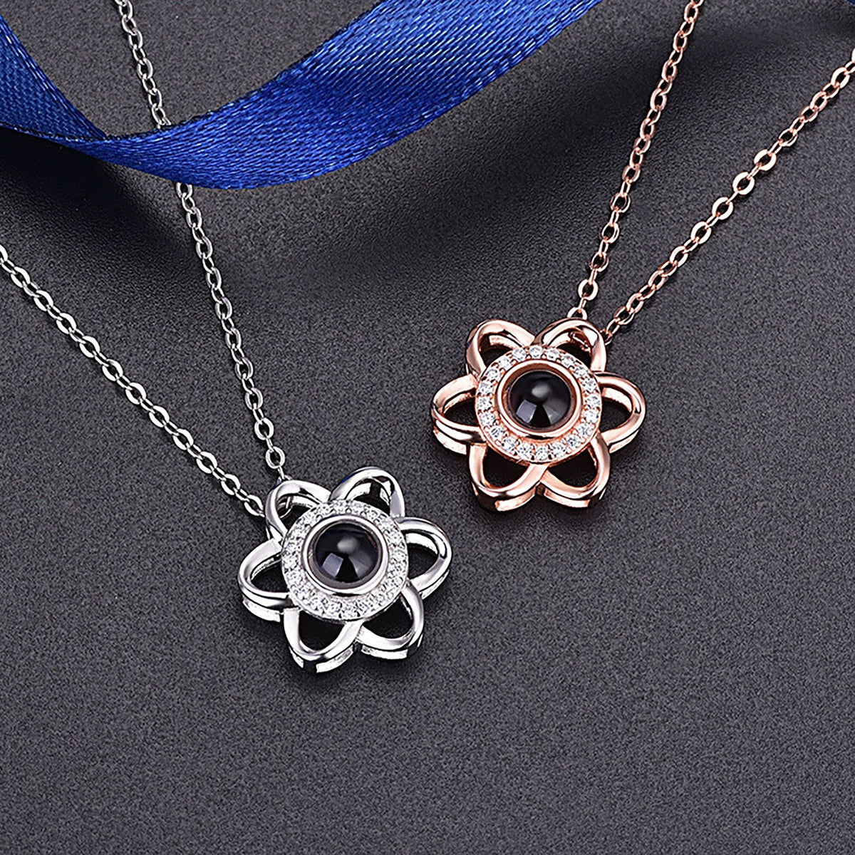 Flowers that can be customized for photosProjection Necklace Pendant Jewelry - MERGE.DAY.1.FREESTYLE