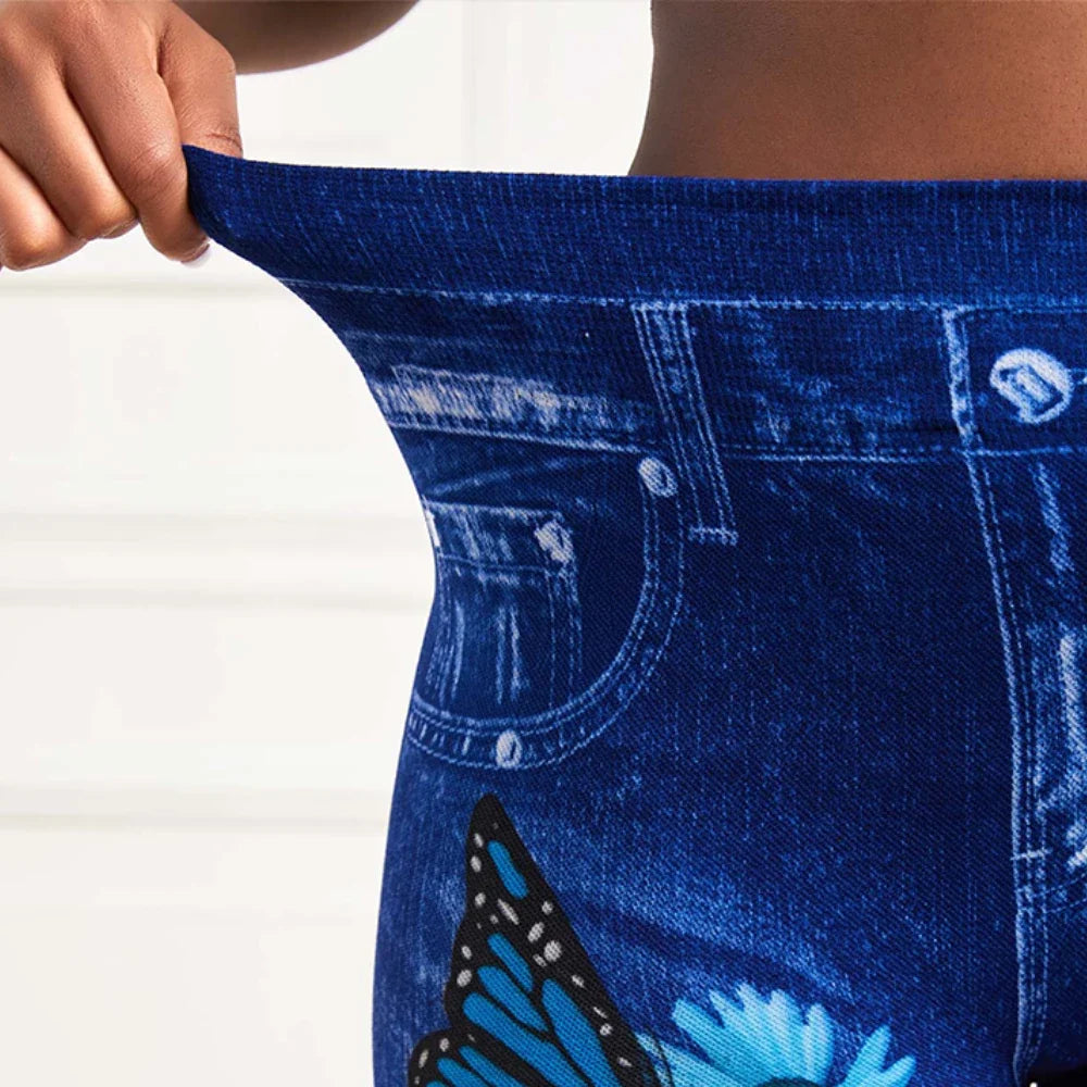 Plus Size Oversized Women High Waist Stretchy Legging Denim Look Skinny Jeggings - MERGE.DAY.1.FREESTYLE
