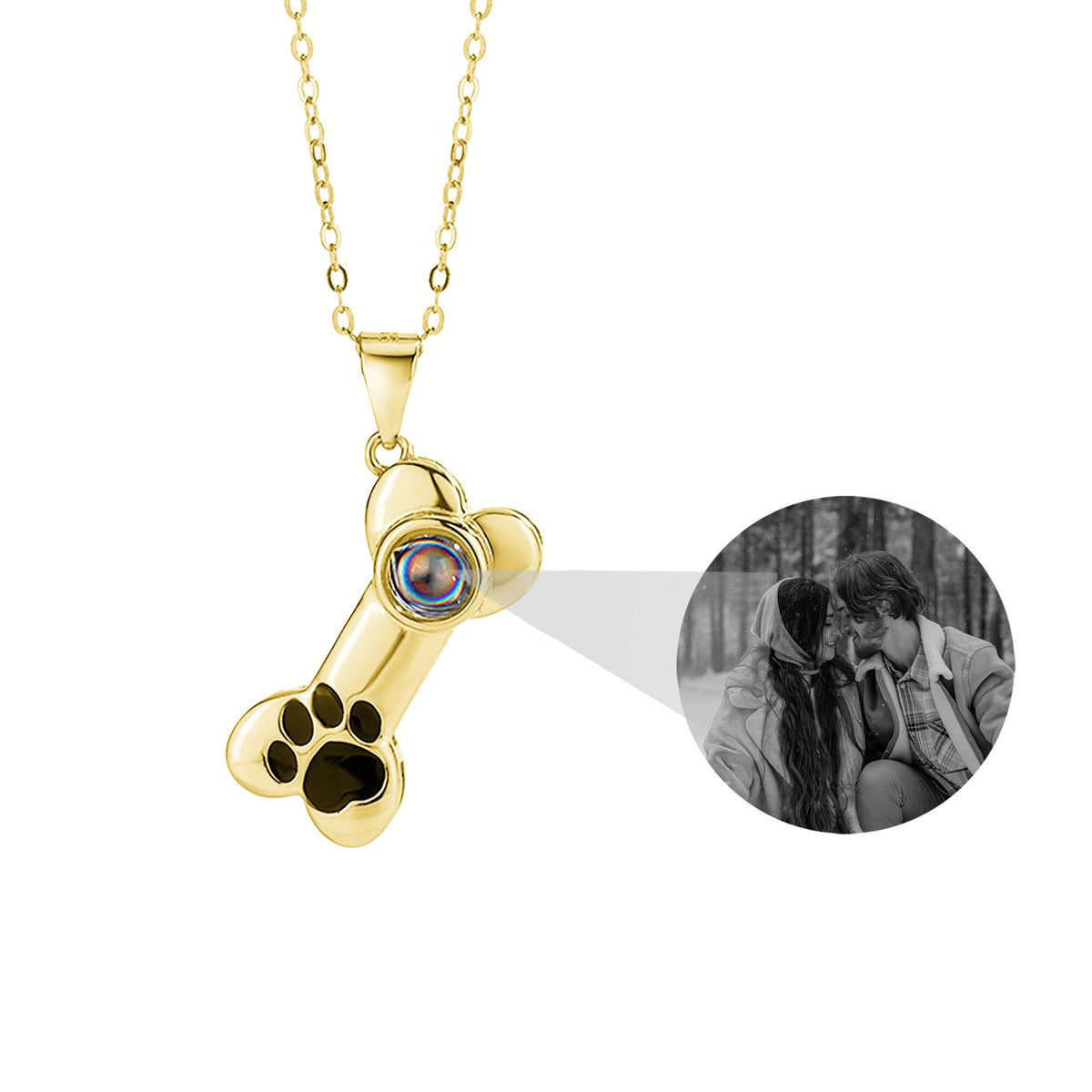 Customizable Photo Dog Bone Necklace Silver Shiny Dog Bone Chain Necklace - MERGE.DAY.1.FREESTYLE