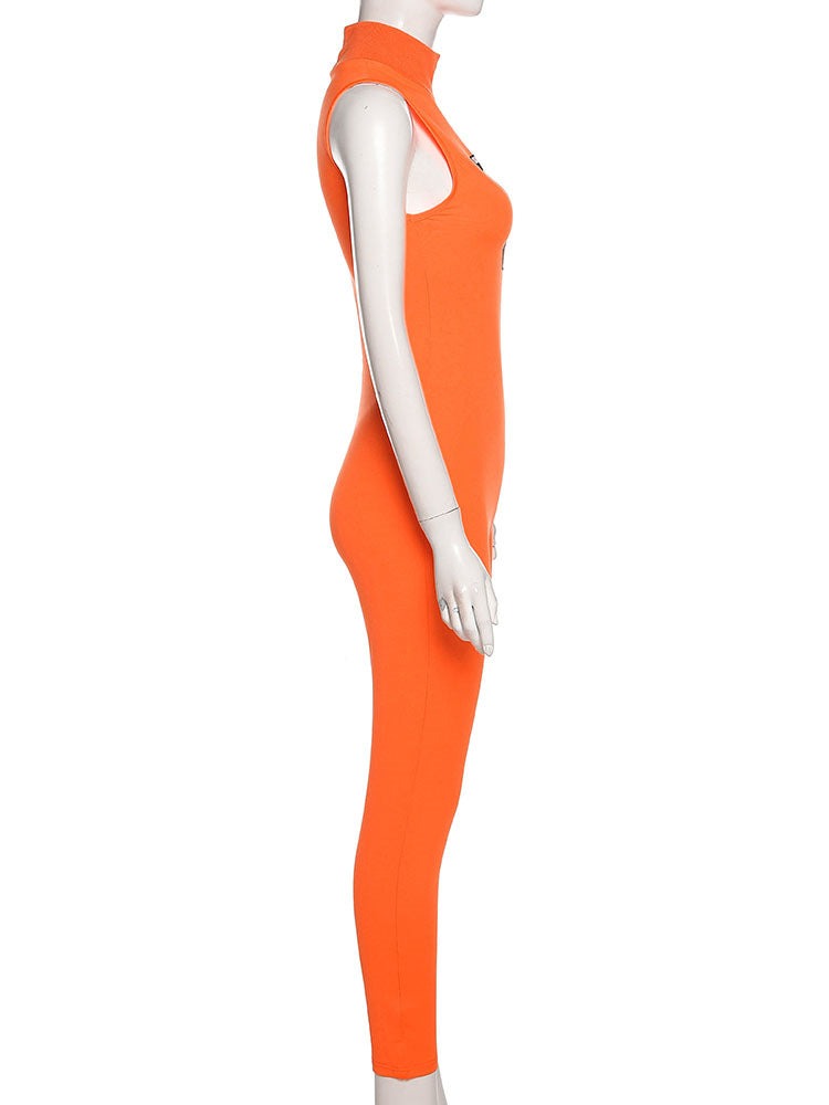 Women Tracksuit Slim Elastic High Print Figure Zipper Jumpsuit Y2K Sports - MERGE.DAY.1.FREESTYLE