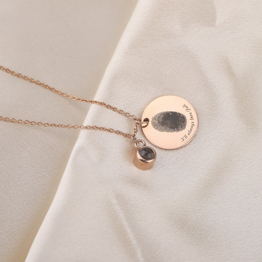 Fingerprint necklace with customizable photos Projection Necklace Pendant Jewelry - MERGE.DAY.1.FREESTYLE