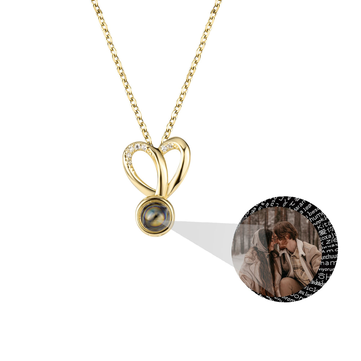 Personalized Photo Projection Necklace Sweet Crystal Rabbit Ears Pendant Necklaces - MERGE.DAY.1.FREESTYLE