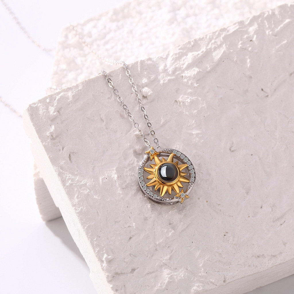 Customizable photo sunflower Projection Necklace Pendant Jewelry - MERGE.DAY.1.FREESTYLE