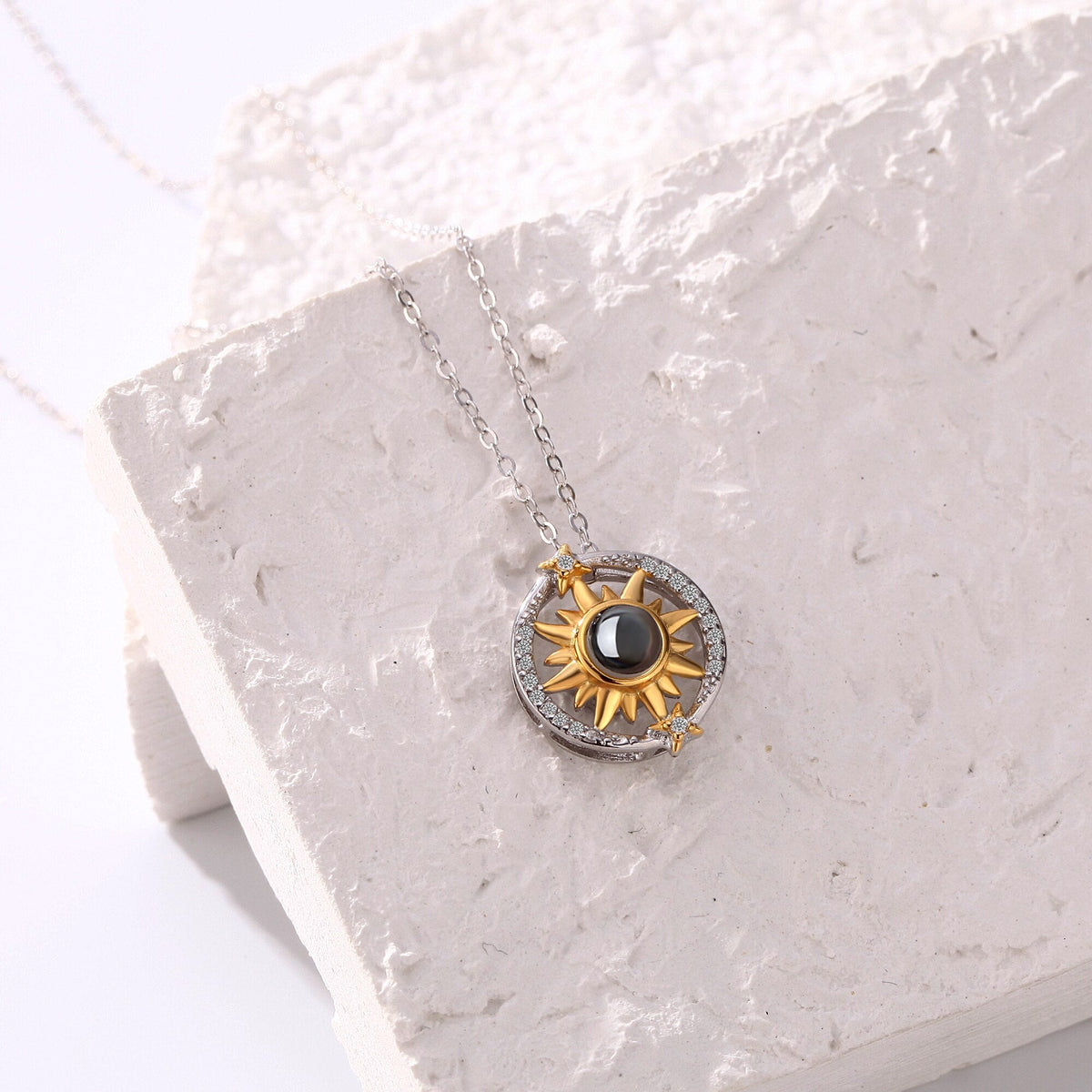 Customizable photo sunflower Projection Necklace Pendant Jewelry - MERGE.DAY.1.FREESTYLE