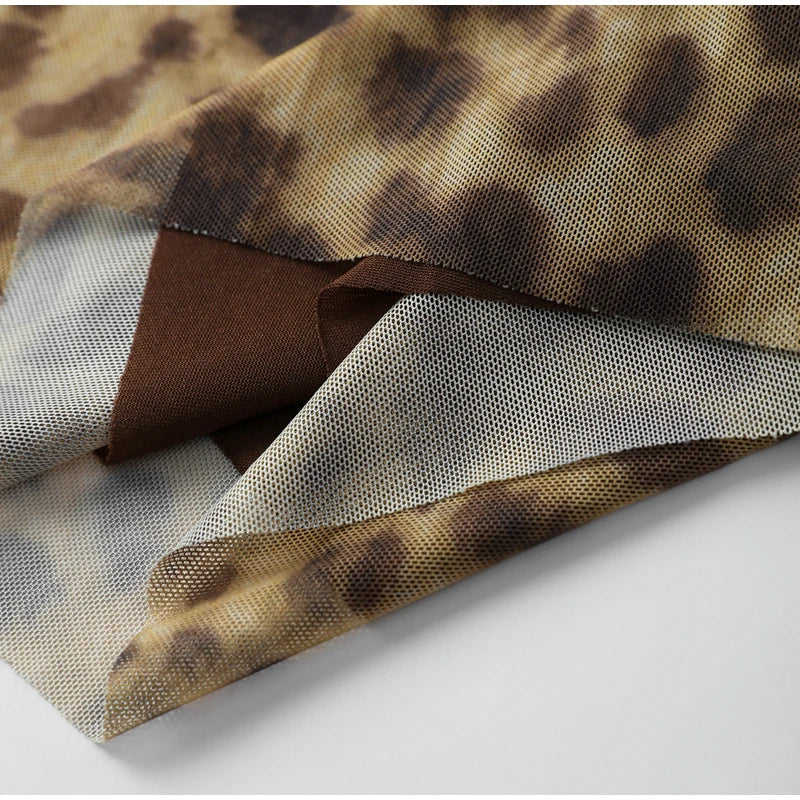 Leopard Print Wrapped Suit Backless Sleeveless Tops Skirts - MERGE.DAY.1.FREESTYLE
