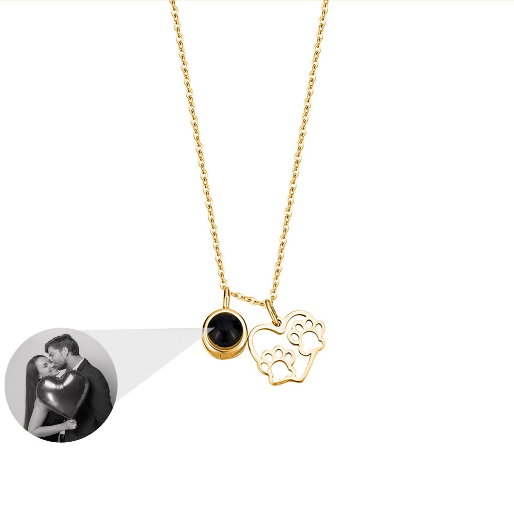 Photo Customizable Love Dog Paw Projection Necklace Pendant Jewelry - MERGE.DAY.1.FREESTYLE