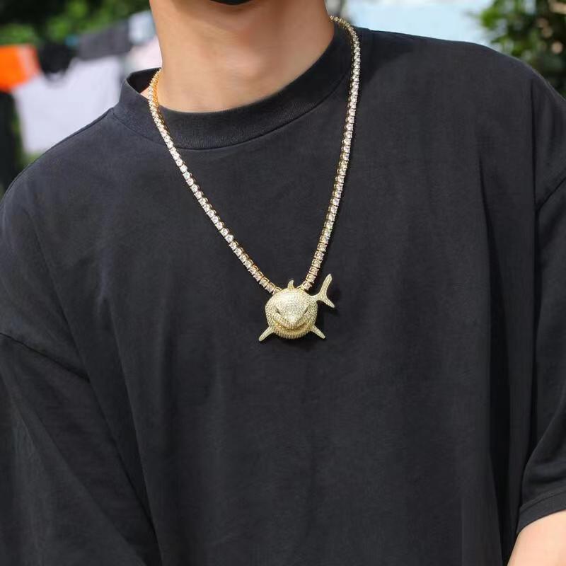 Hip Hop Fierce Shark Inlaid Zircon Pendant Charm Trend Necklace - MERGE.DAY.1.FREESTYLE