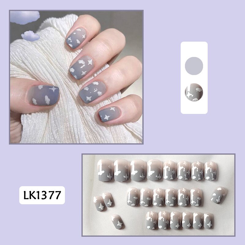 24Pcs/Box Charming Pink Flame Short Fake Nails press on Square Head Full Cover Detachable - MERGE.DAY.1.FREESTYLE