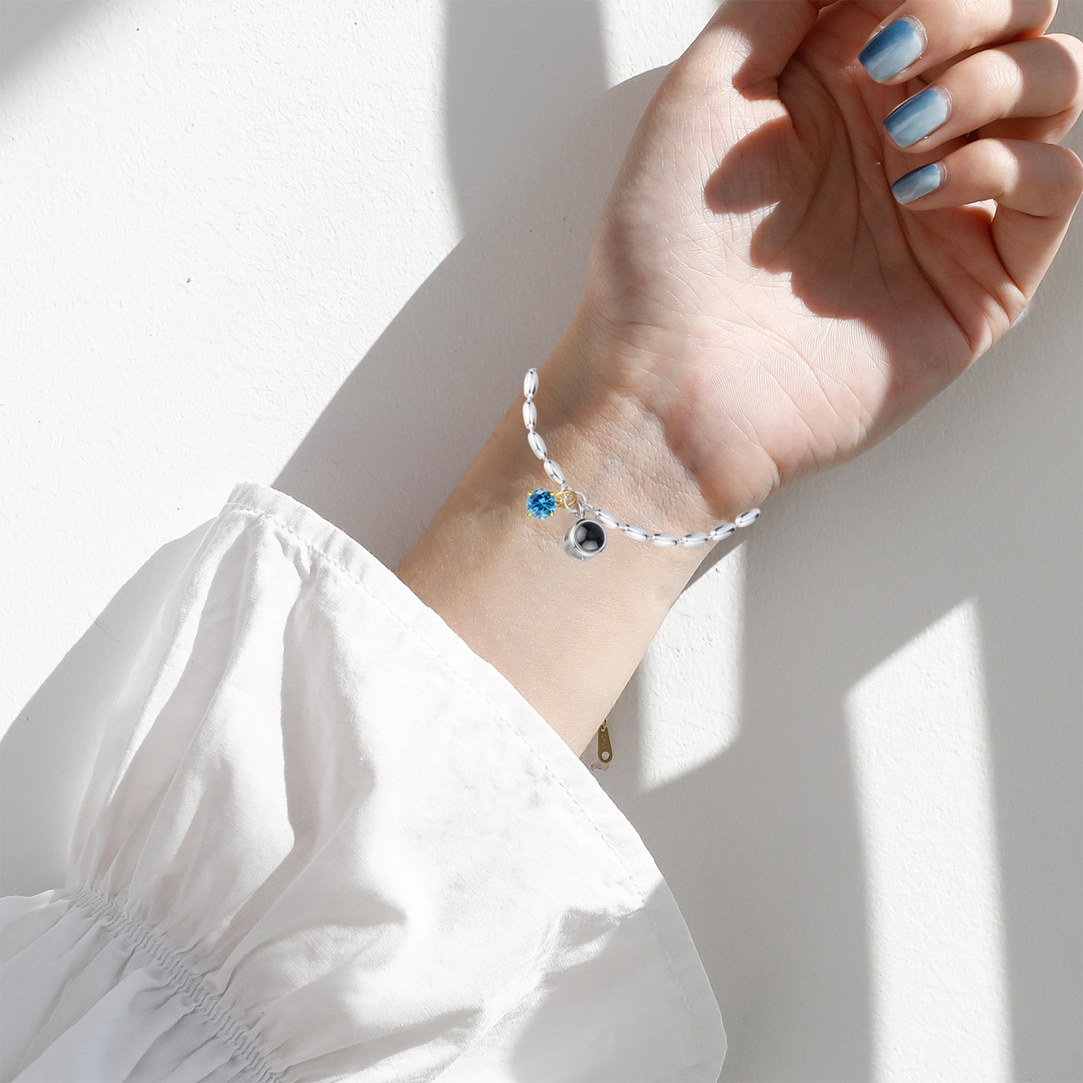 Customized birthstone and photo Circle Photo Bracelet Projection Bracelets - MERGE.DAY.1.FREESTYLE
