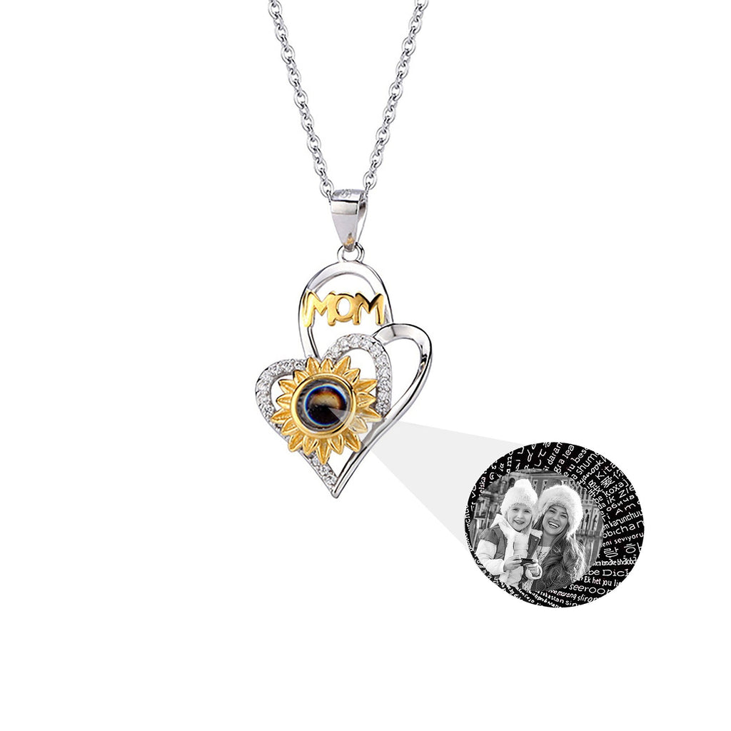Sunflower with customized photosProjection Necklace Pendant Jewelry - MERGE.DAY.1.FREESTYLE
