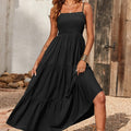Spaghetti Strap Maxi Dress Women Summer Sleeveless Smocked Boho Long Beach Dress Sundresses - MERGE.DAY.1.FREESTYLE