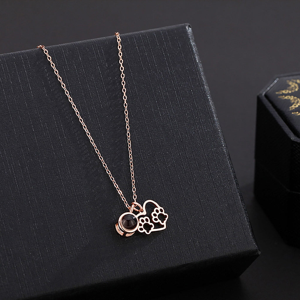 Photo Customizable Love Dog Paw Projection Necklace Pendant Jewelry - MERGE.DAY.1.FREESTYLE