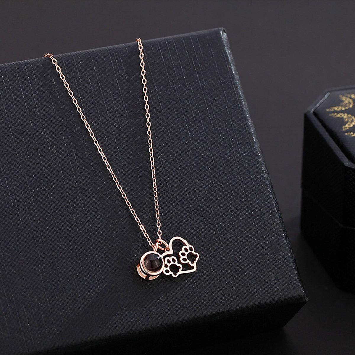 Photo Customizable Love Dog Paw Projection Necklace Pendant Jewelry - MERGE.DAY.1.FREESTYLE
