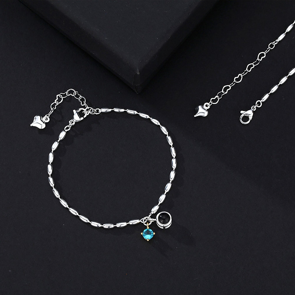 Customized birthstone and photo Circle Photo Bracelet Projection Bracelets - MERGE.DAY.1.FREESTYLE