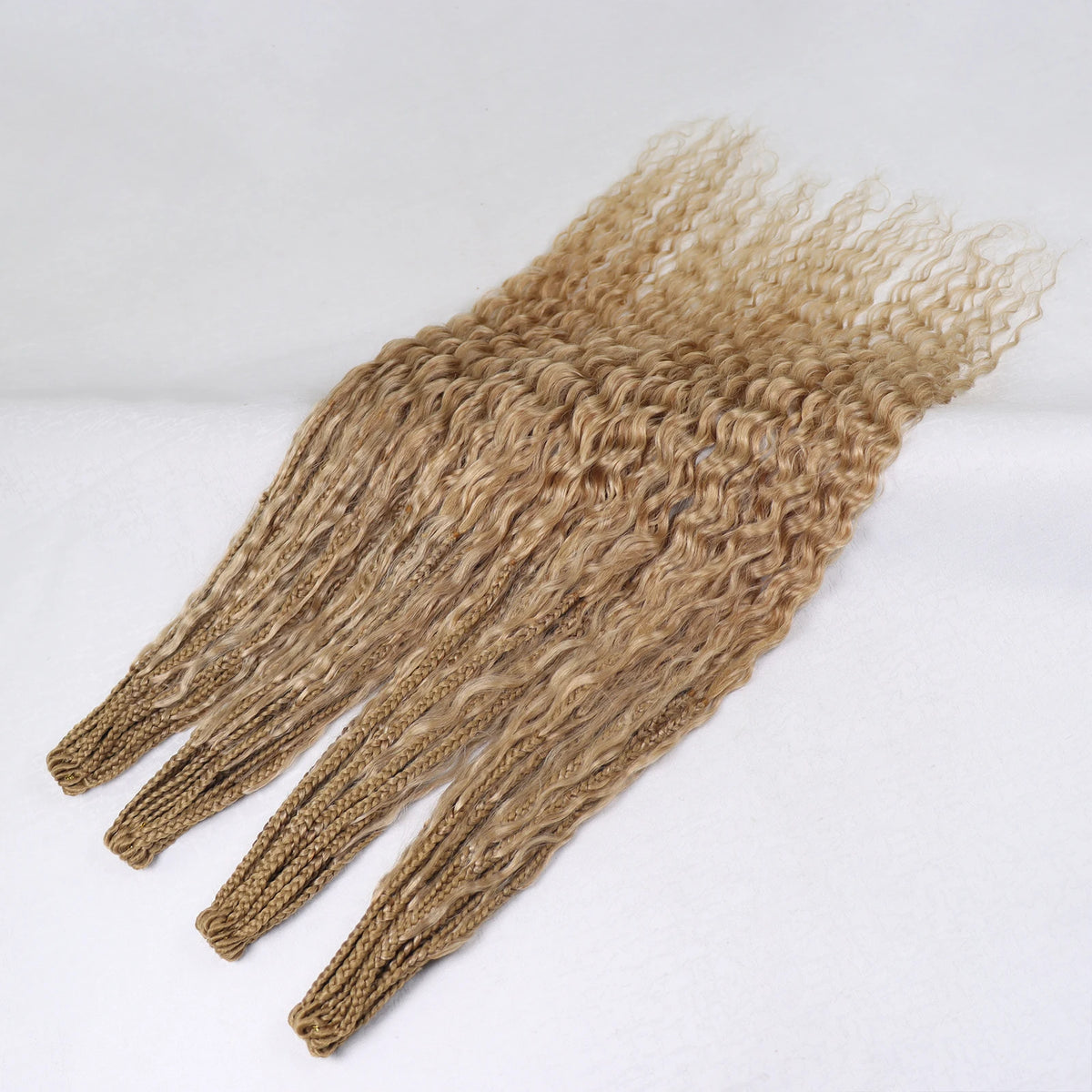 14-30Inch Boho Box Braids Crochet Human Hair Curly Ends Blonde Bohemian Braids For Women Pre-looped Braiding Hair Extensions - MERGE.DAY.1.FREESTYLE