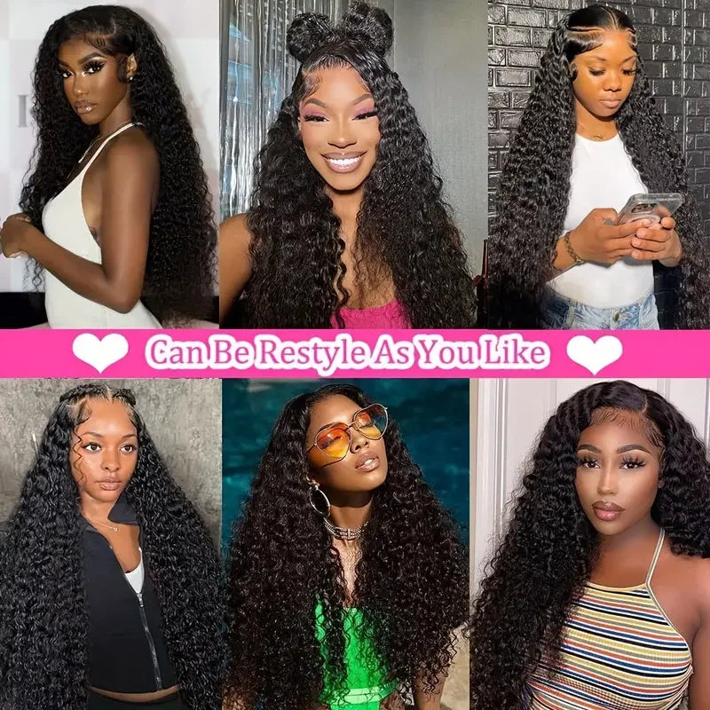 Malaysian Water Wave Wigs 13x6 HD Transparent Lace Front Human Hair Wigs Wear and Go Glueless Lace Frontal Wigs Deep Curly Wigs - MERGE.DAY.1.FREESTYLE