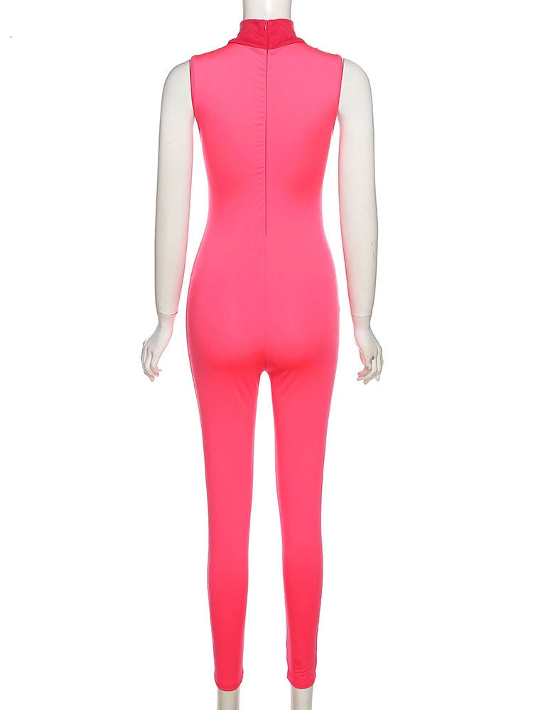 Women Tracksuit Slim Elastic High Print Figure Zipper Jumpsuit Y2K Sports - MERGE.DAY.1.FREESTYLE