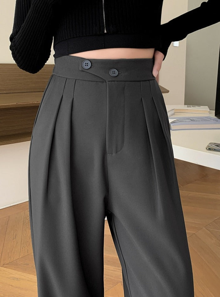 High Waist Loose Female Wide Leg Pants Spring Summer Solid Straight Trousers - MERGE.DAY.1.FREESTYLE