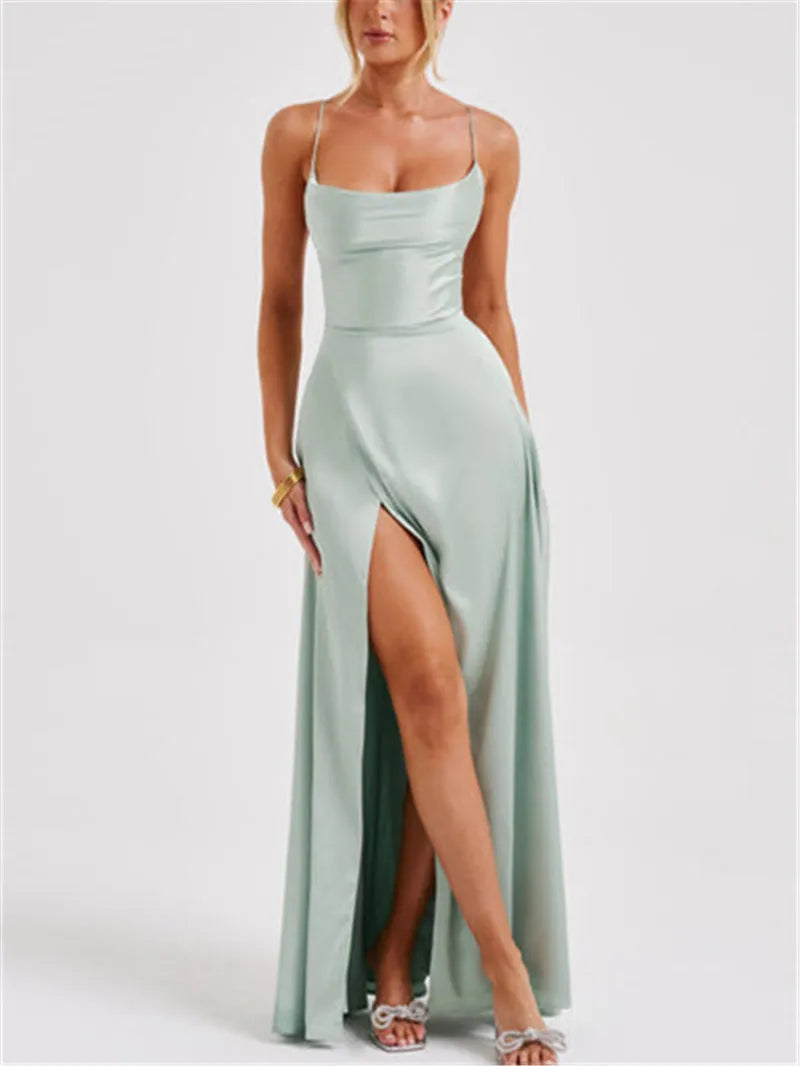 Formal Dress Elegant Solid Color Backless Split Evening Gown - MERGE.DAY.1.FREESTYLE