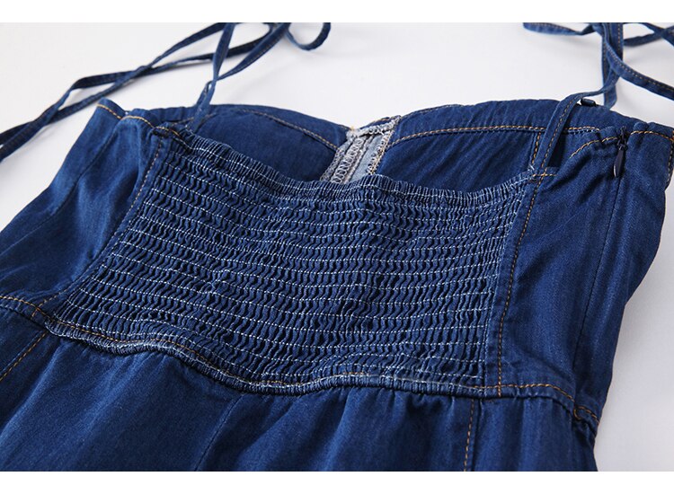 Summer Women Sexy Slip Denim Dress Strapless Lace-up High Waist Dress - MERGE.DAY.1.FREESTYLE