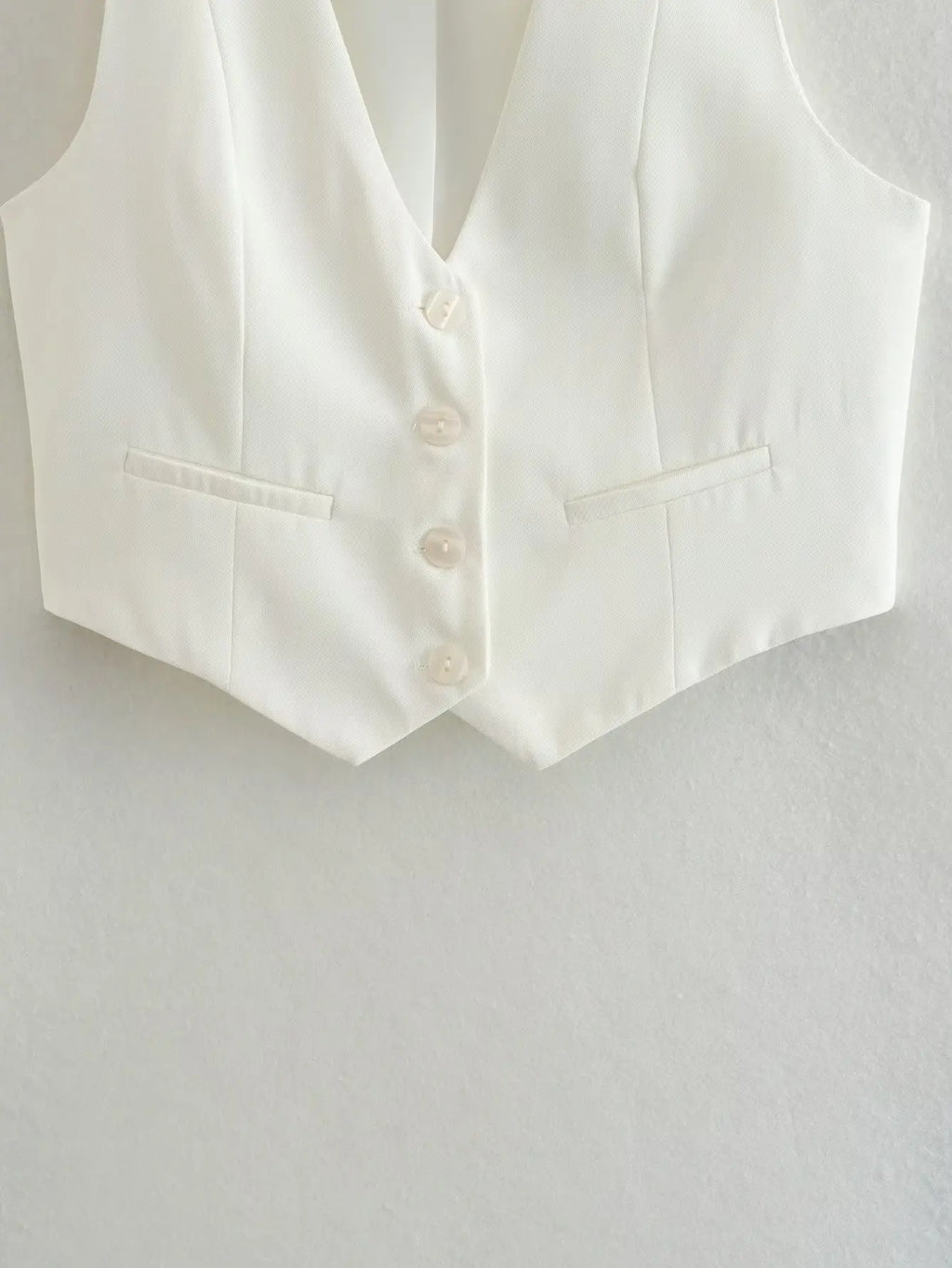 Vintage V Neck Sleeveless Female Outerwear White Chic Vests - MERGE.DAY.1.FREESTYLE
