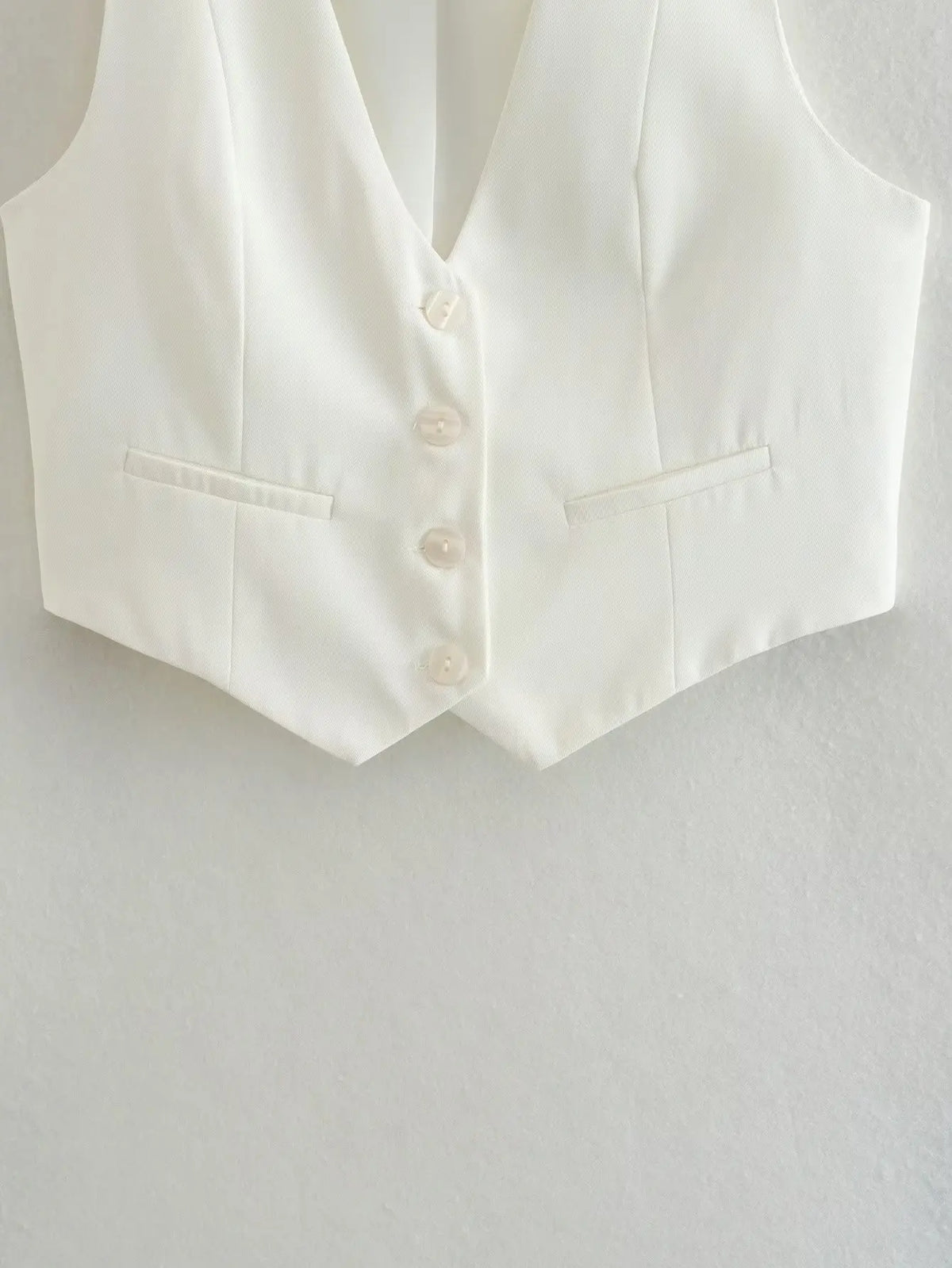 Vintage V Neck Sleeveless Female Outerwear White Chic Vests - MERGE.DAY.1.FREESTYLE