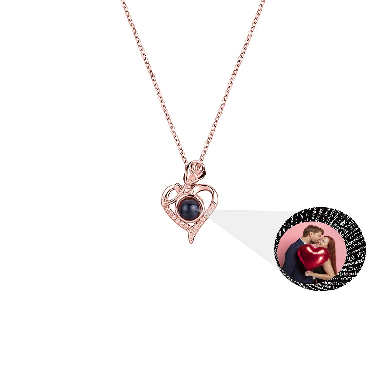 Love Rose with Customized PhotosProjection Necklace Pendant Jewelry For Lover Girlfriend - MERGE.DAY.1.FREESTYLE