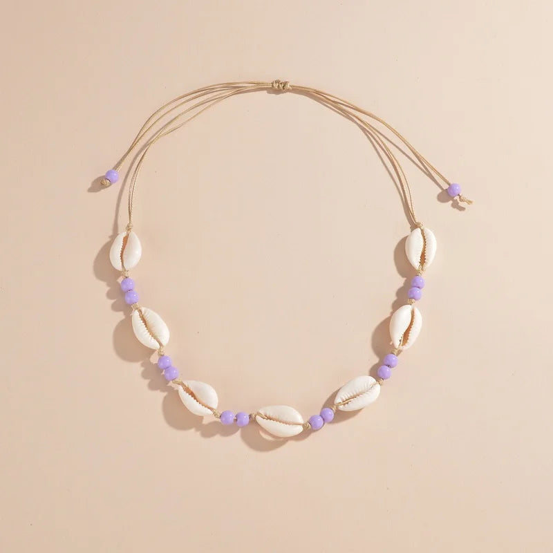 Shell beaded necklace braided chain choker - MERGE.DAY.1.FREESTYLE