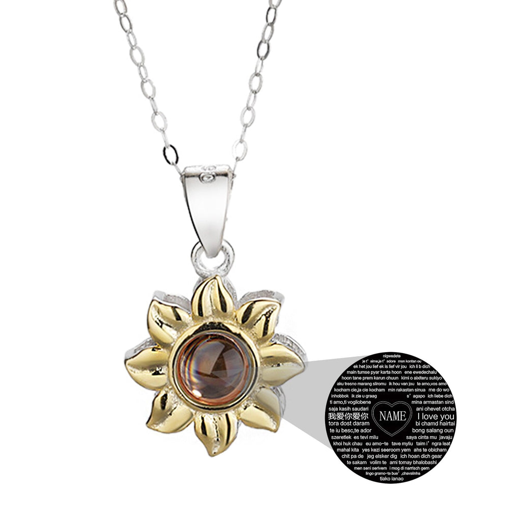 Custom SunFlower Projection Necklace Personalized Lover Keepsake Jewelry - MERGE.DAY.1.FREESTYLE