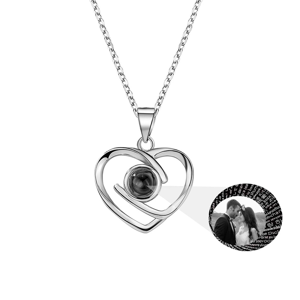 Customizable Photo Ladies Personality Heart Necklace With Silver Material Valentine's Day Christmas Gift With Romantic Gift - MERGE.DAY.1.FREESTYLE