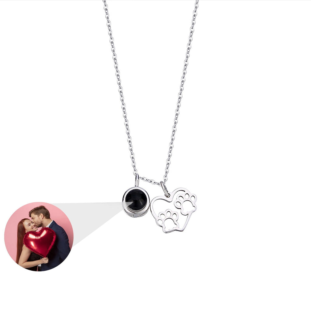 Photo Customizable Love Dog Paw Projection Necklace Pendant Jewelry - MERGE.DAY.1.FREESTYLE
